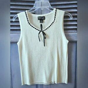 NWT Style & Co Petite Knit Black and WhiteTank Top - Size PM